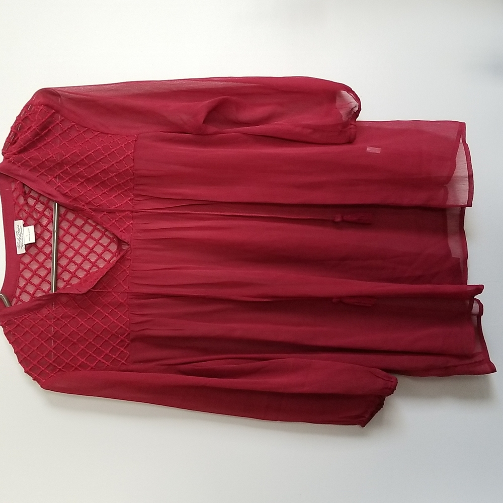 Lucky Brand deep red blouse sz L